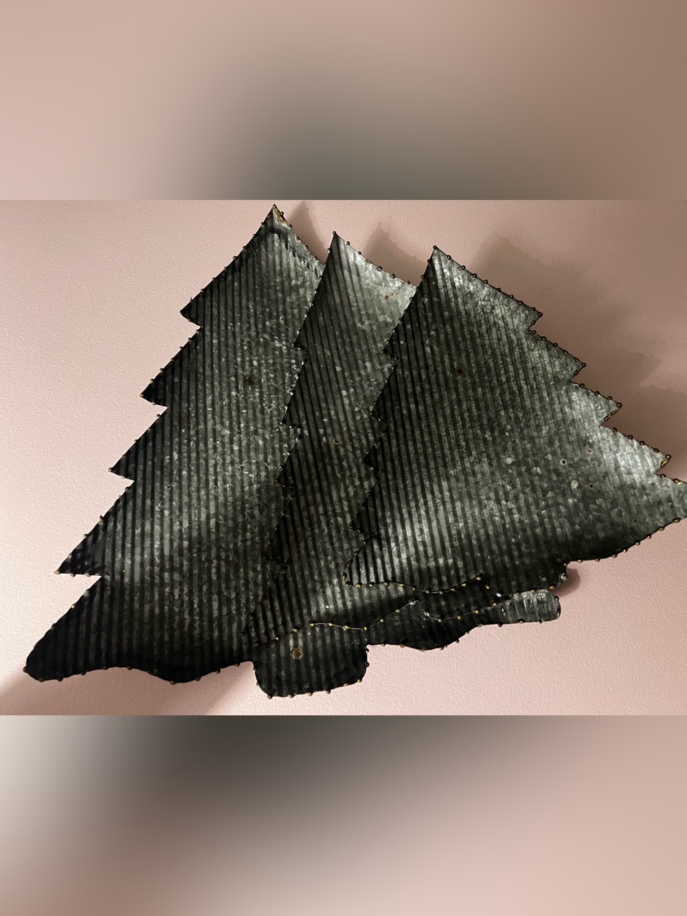 Farmhouse Rippled Tin Christmas Tree, set of 3
